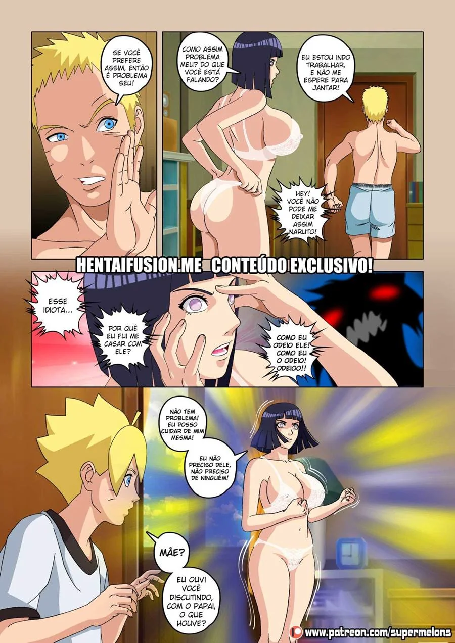 Boruto seduzindo os Peitões da Mamãe Hinata em Hentai HQ Brasileiro