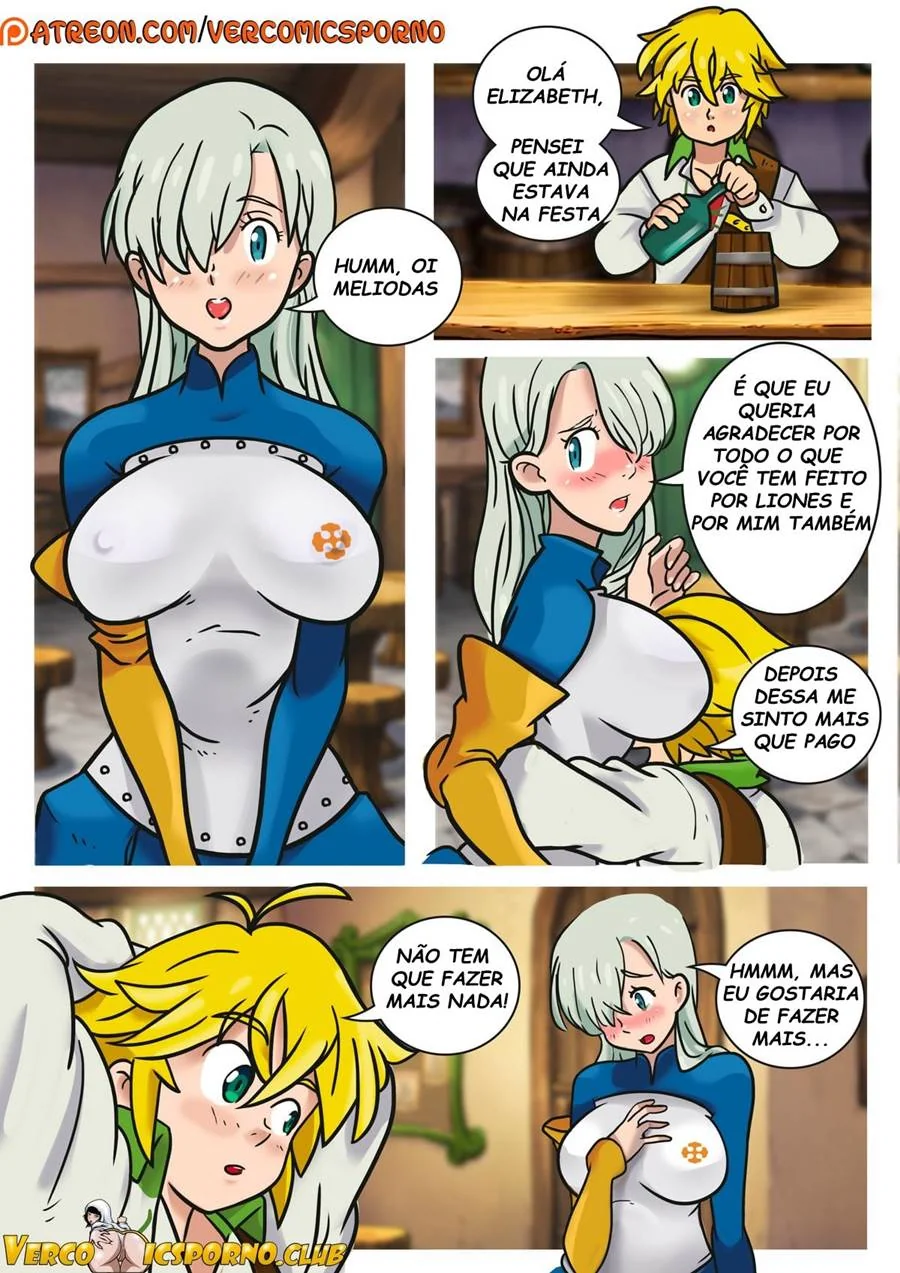 Elizabeth dá o cuzinho gostoso para Meliodas – Nanatsu no Taizai Hentai HQ Brasileiro