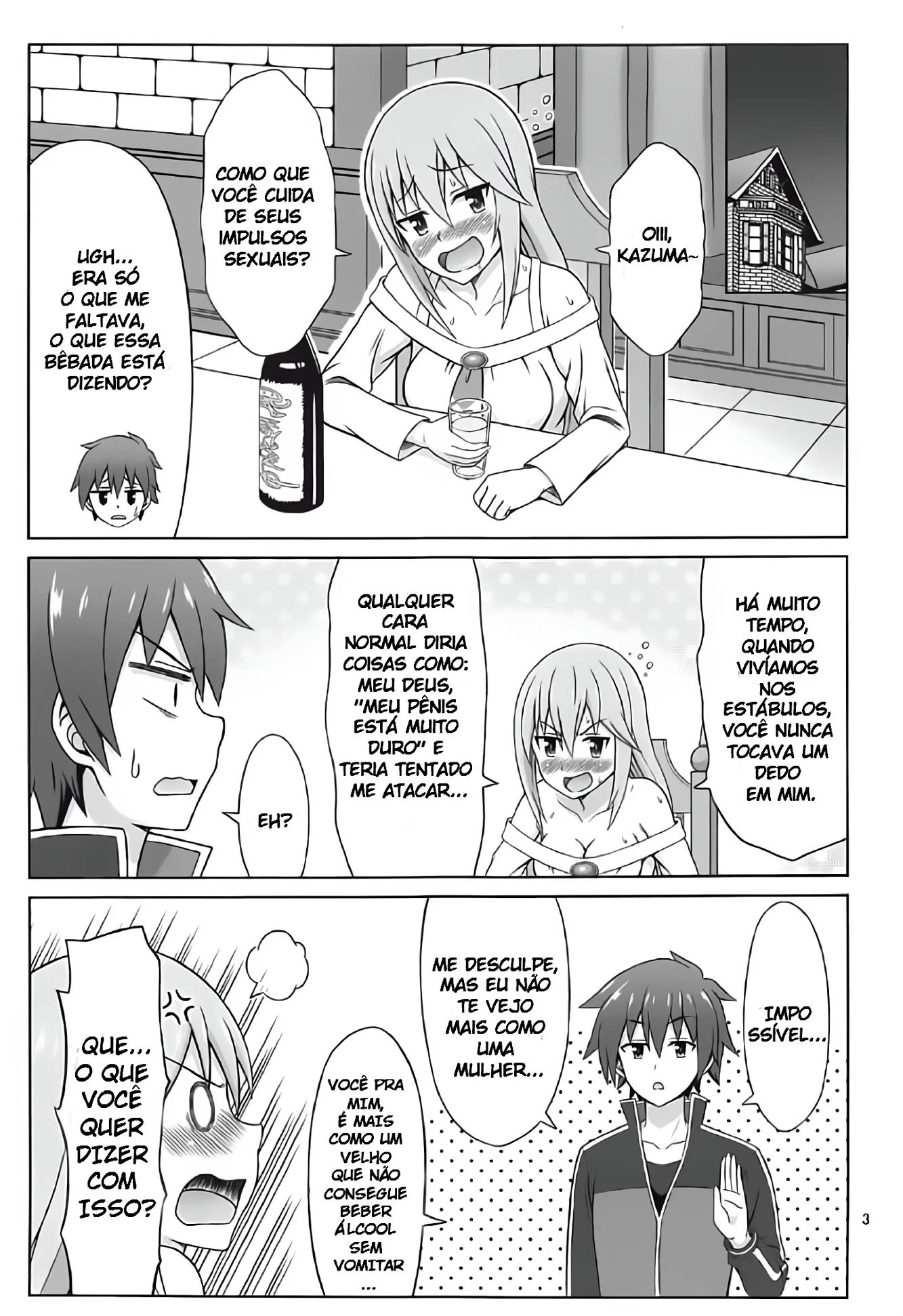 Aqua Bêbada Quer Dar, Mas Kazuma Não Quer Saber