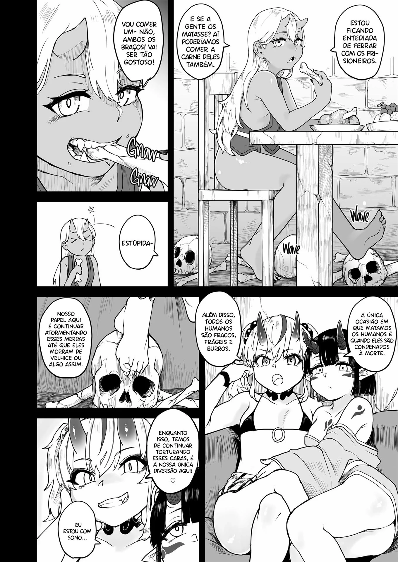 Onigashima: 3 Succubus Piranhas são Domadas por Ladrões Sedentos por Cuzinho em HQ Brasileiro