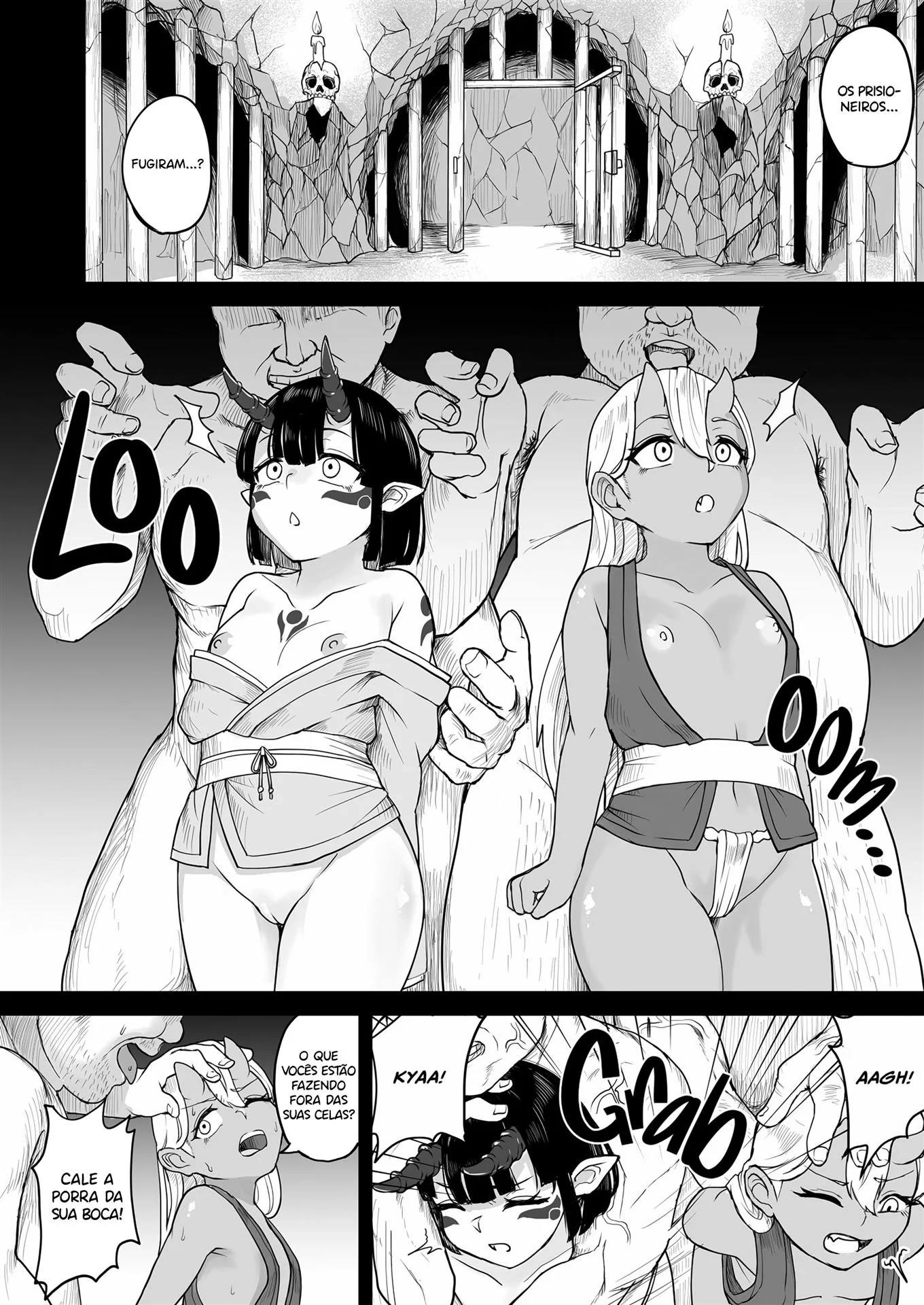 Onigashima: 3 Succubus Piranhas são Domadas por Ladrões Sedentos por Cuzinho em HQ Brasileiro