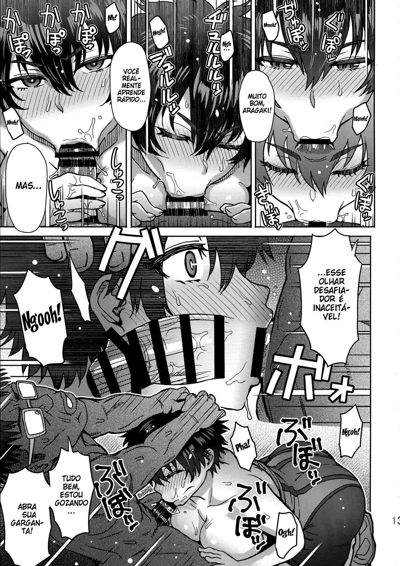 Treinador pervertido ensina tudo para a peituda Nagisa em hentai HQ brasileiro