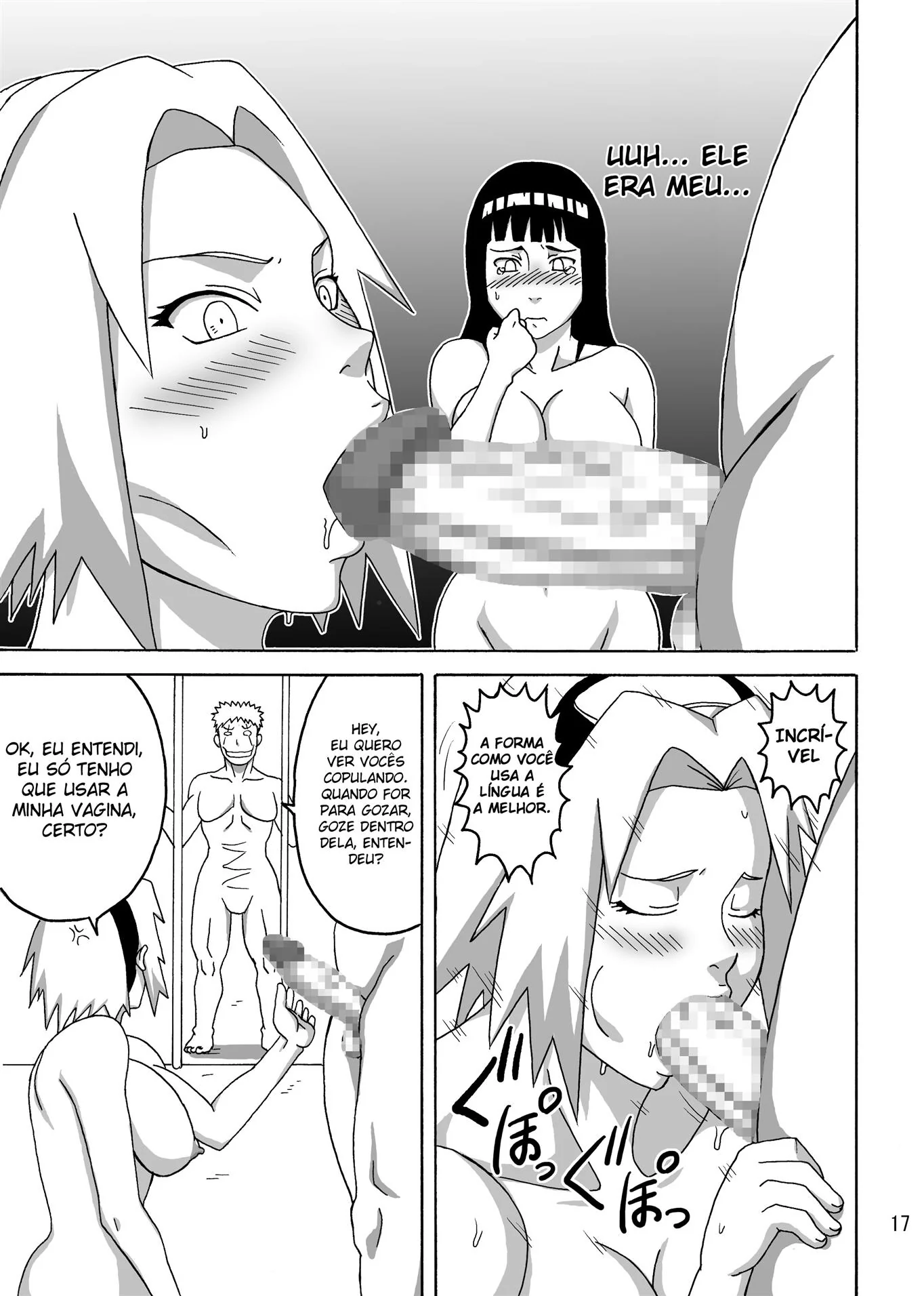 Naruto e Hinata na Putaria com Sakura e Tsunade: Ensinando Zetsu a Foder em Hentai HQ Brasileiro