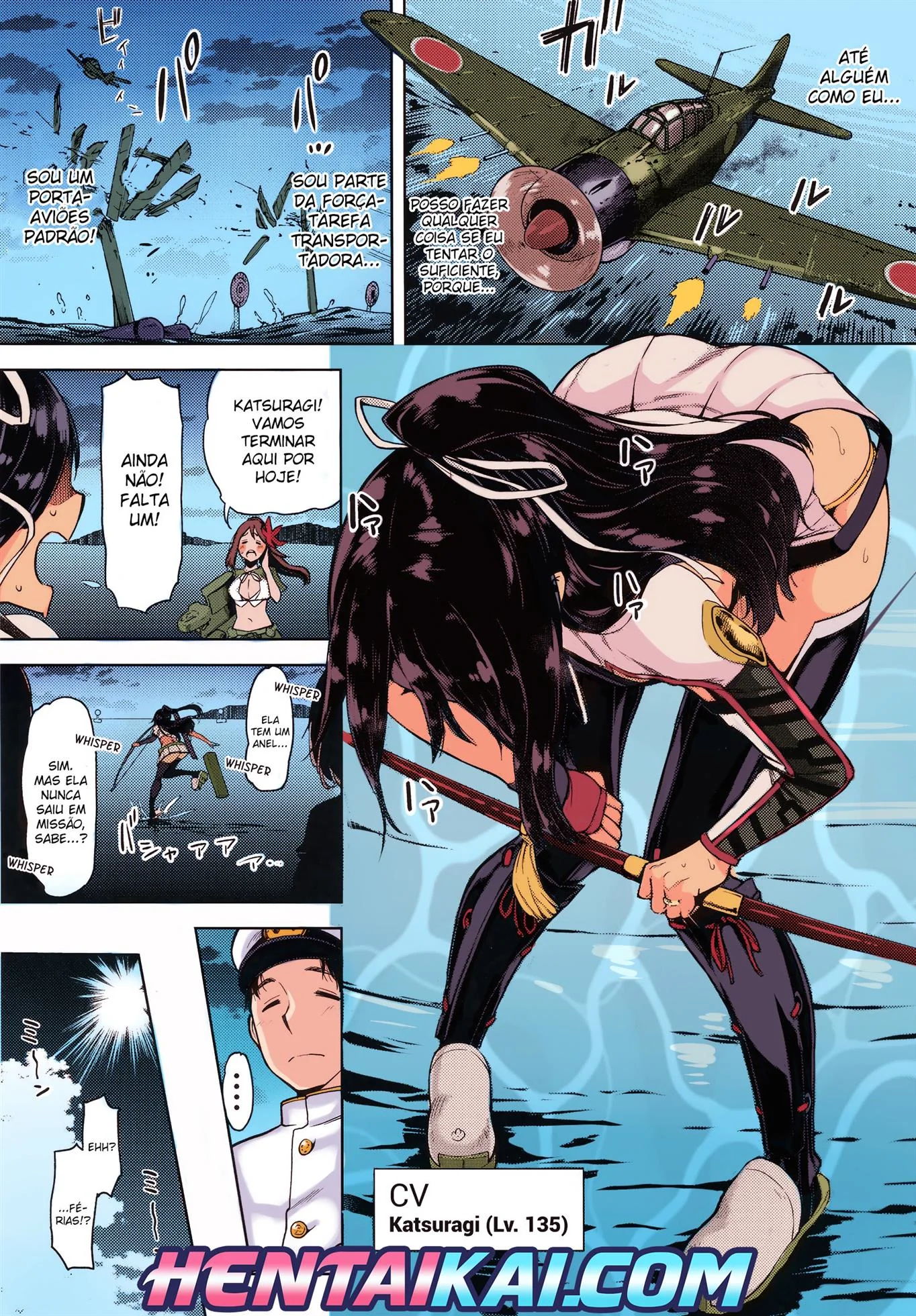 Katsuragi seduz o almirante e acaba levando rola com força no hentai HQ