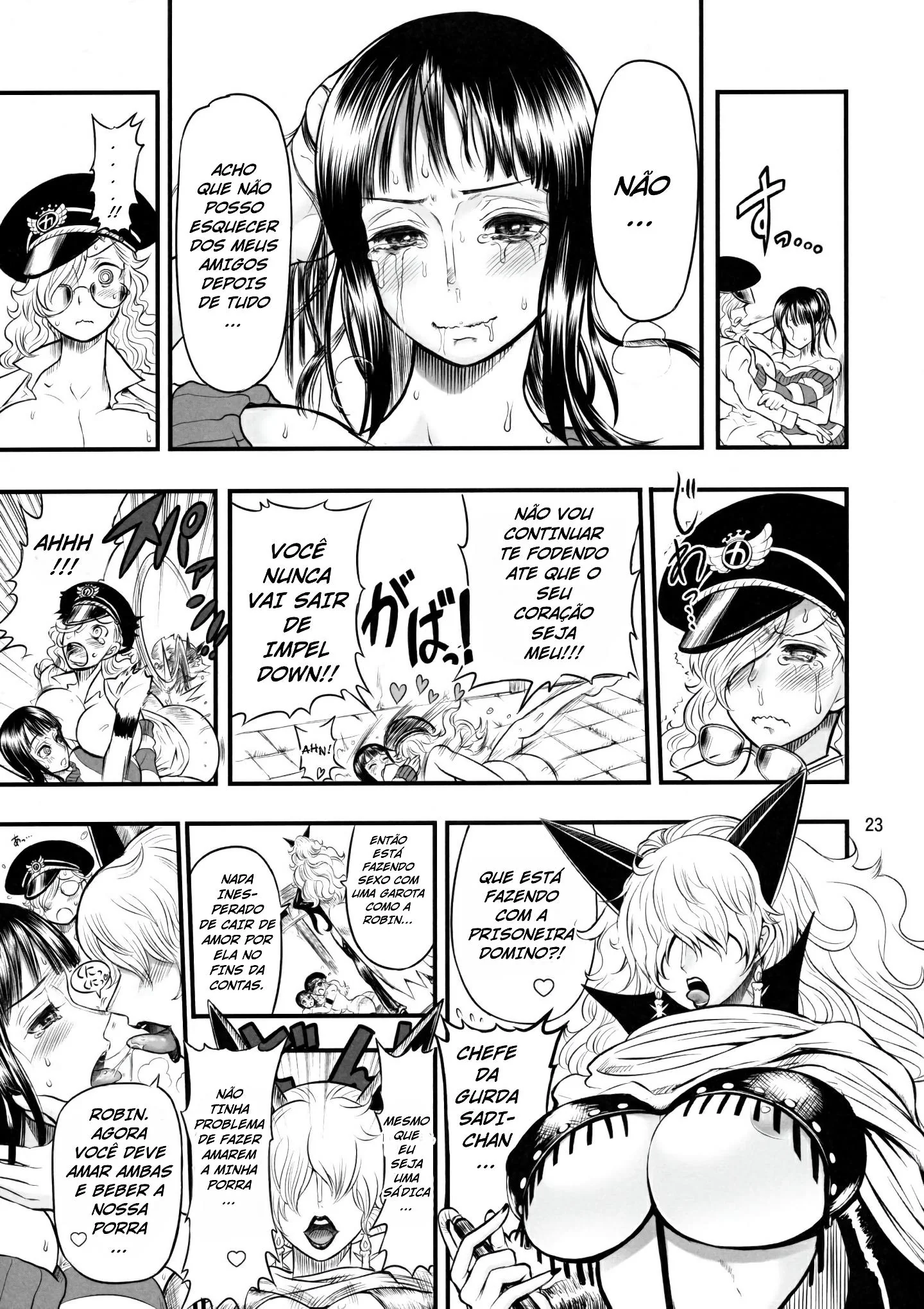 Robin piranha é dominada por futanaris pirocudas em Impel Down – One Piece Hentai HQ Brasileiro