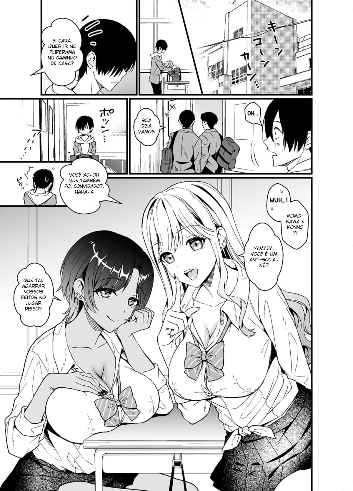 Yamada e as Piranhas da Escola – Oferecendo a Rola para Duas Safadas em Hentai HQ