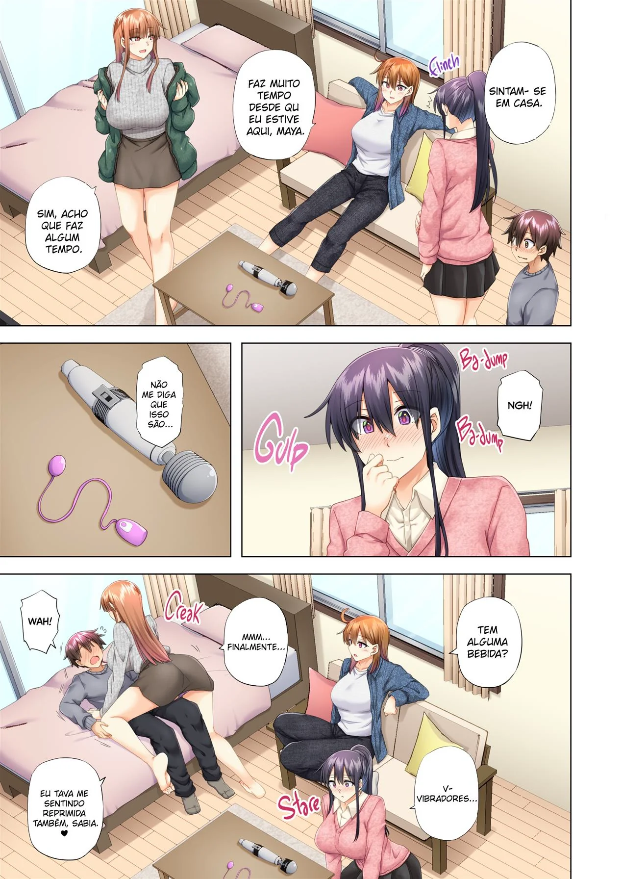 Noite de Karaokê com as Piranhas da Irmã – Yui, Sakuya, e Maya Desejam a Rola do Irmão Sortudo” em Hentai HQ