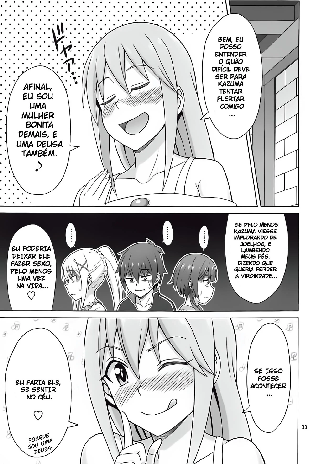 Aqua Bêbada Quer Dar, Mas Kazuma Não Quer Saber