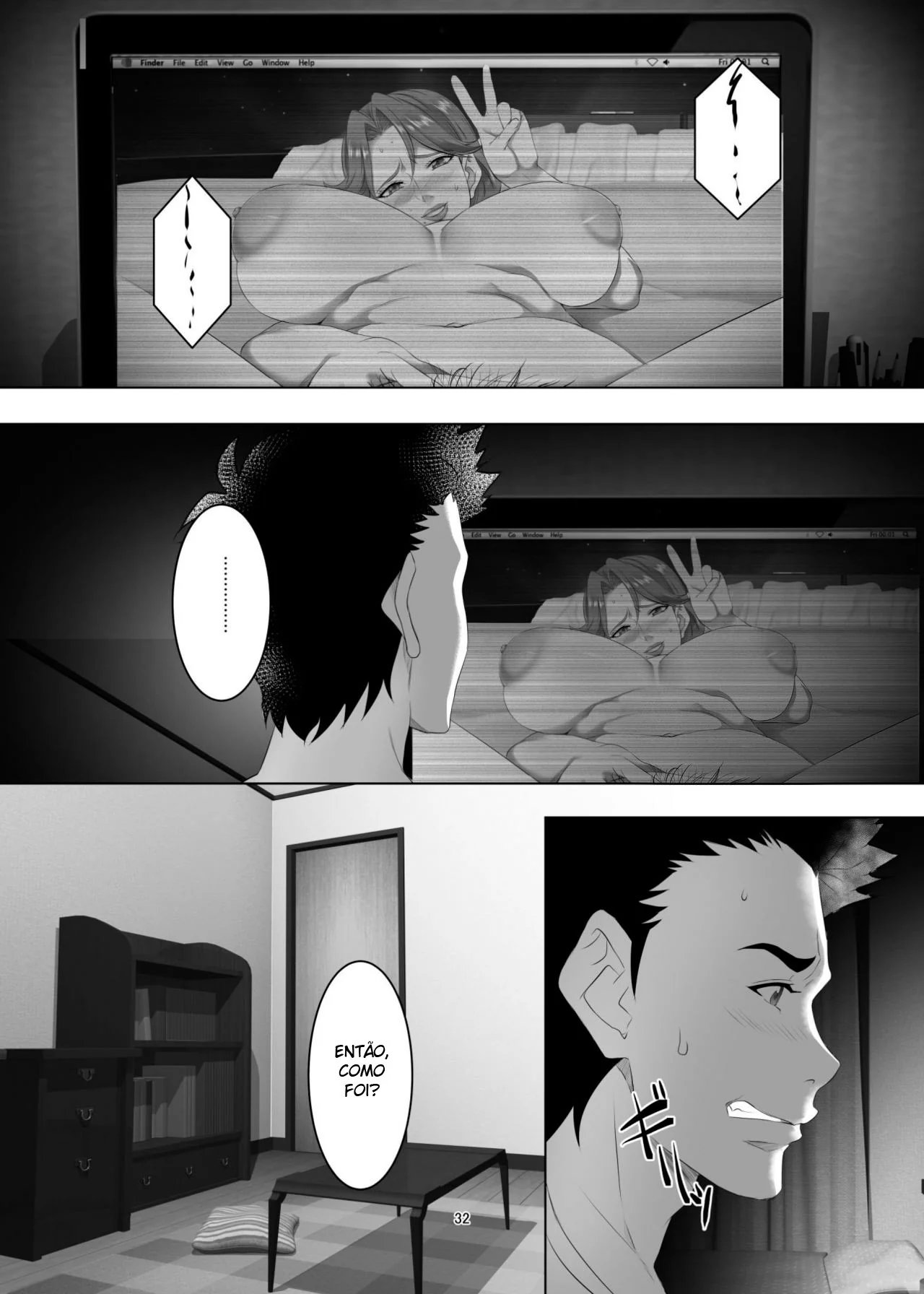 Mako fode a mãe do colega por baixo dos panos em hentai de incesto obsceno em HQ Brasileiro