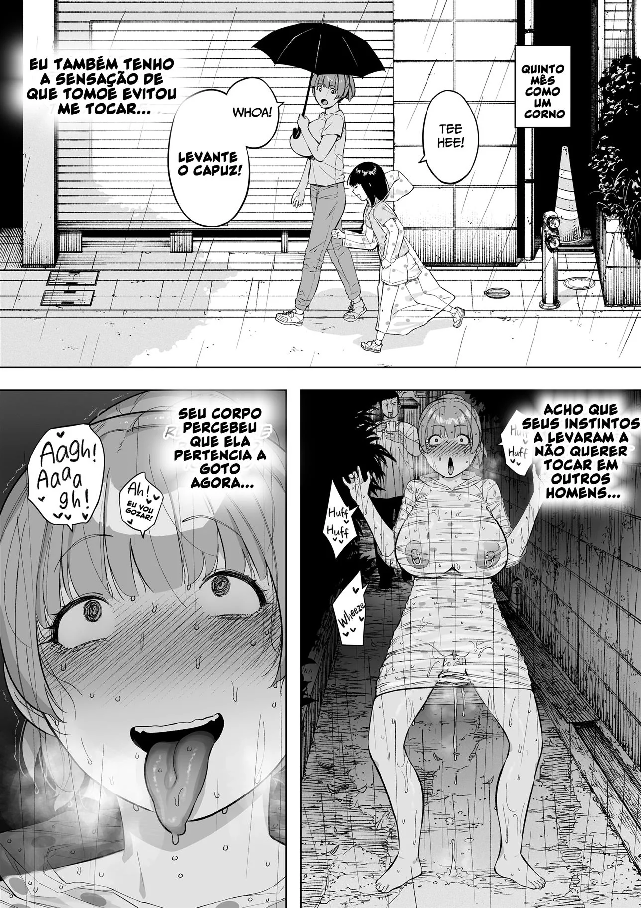 Piranha dividida: Compartilhando a buceta da esposa em hentai HQ brasileiro
