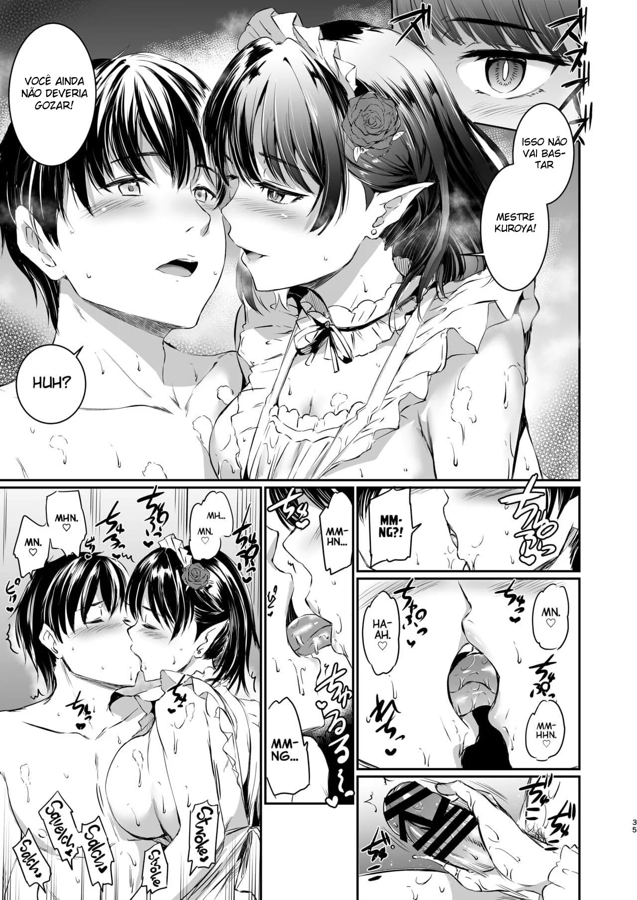 Akuma de Maid 3 -Demonic Piranha encontra surpresa em casa e tem encontro erótico nos jardins – Hentai HQ Brasileiro