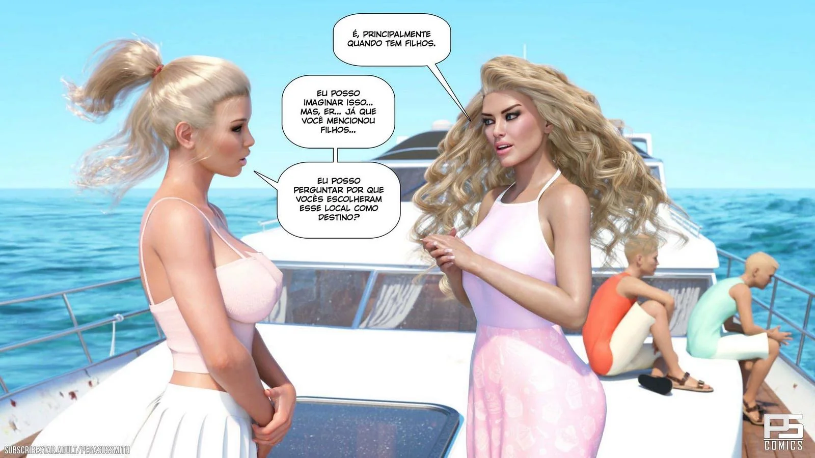 Nudist Resort: Suruba na Ilha da Putaria – Kelly e sua irmã Brandi no meio de muita pica em HQ Brasileiro
