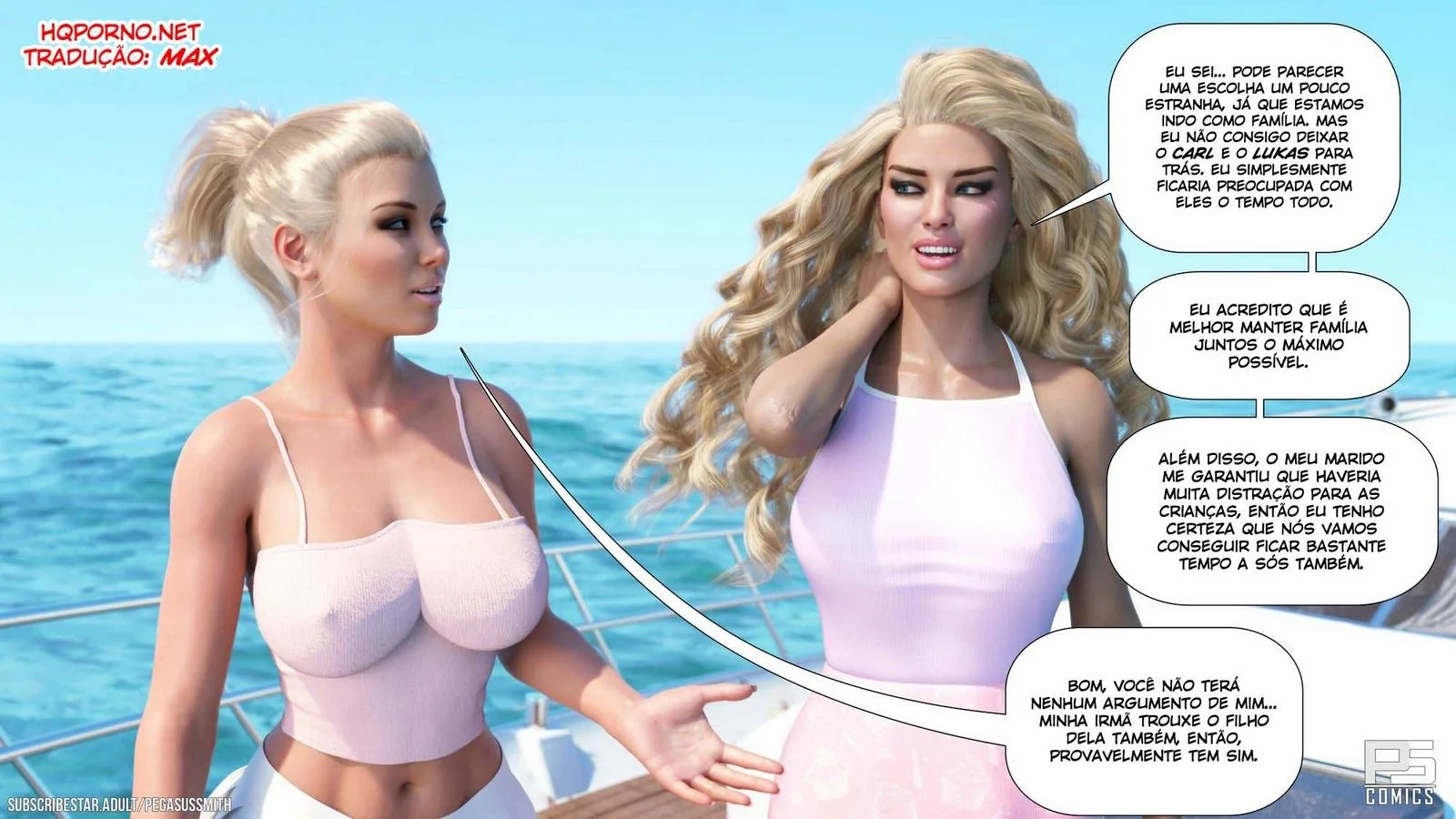 Nudist Resort: Suruba na Ilha da Putaria – Kelly e sua irmã Brandi no meio de muita pica em HQ Brasileiro