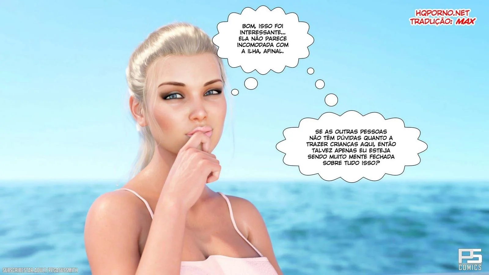 Nudist Resort: Suruba na Ilha da Putaria – Kelly e sua irmã Brandi no meio de muita pica em HQ Brasileiro