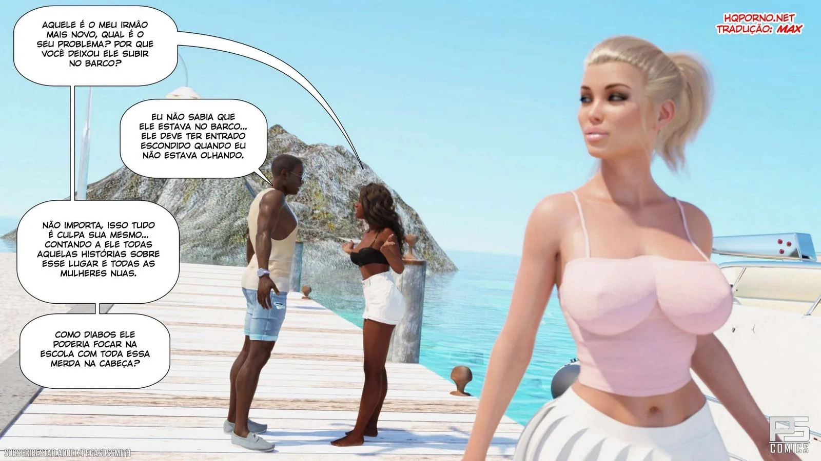 Nudist Resort: Suruba na Ilha da Putaria – Kelly e sua irmã Brandi no meio de muita pica em HQ Brasileiro