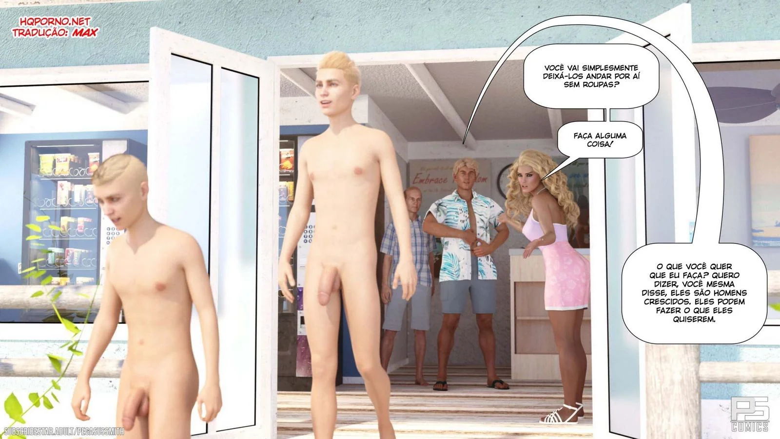Nudist Resort: Suruba na Ilha da Putaria – Kelly e sua irmã Brandi no meio de muita pica em HQ Brasileiro