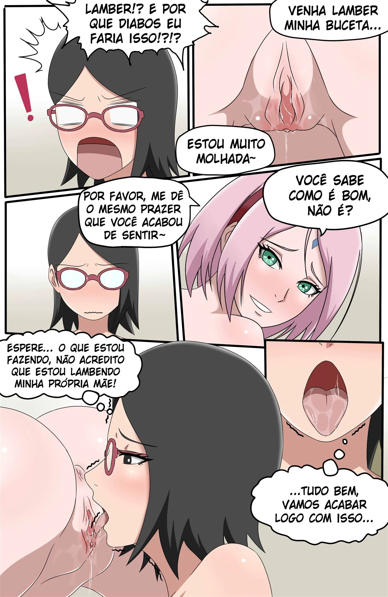 Mamãe ensinando lições na buceta da filha em hentai incesto – HQ Brasileiro