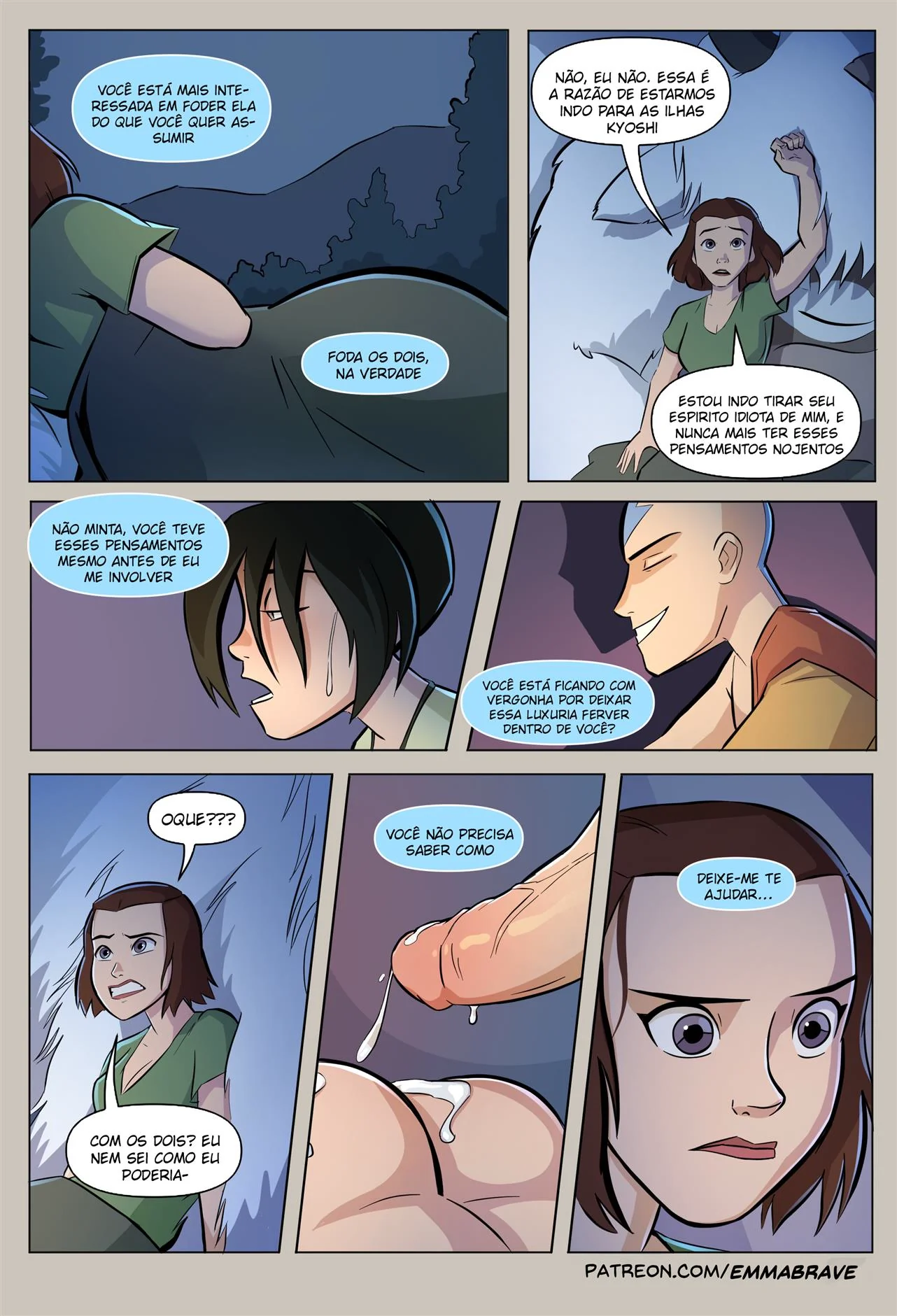 Aang fode Toph enquanto Zukko se excita com os peitões de Katara – Hentai HQ Brasil