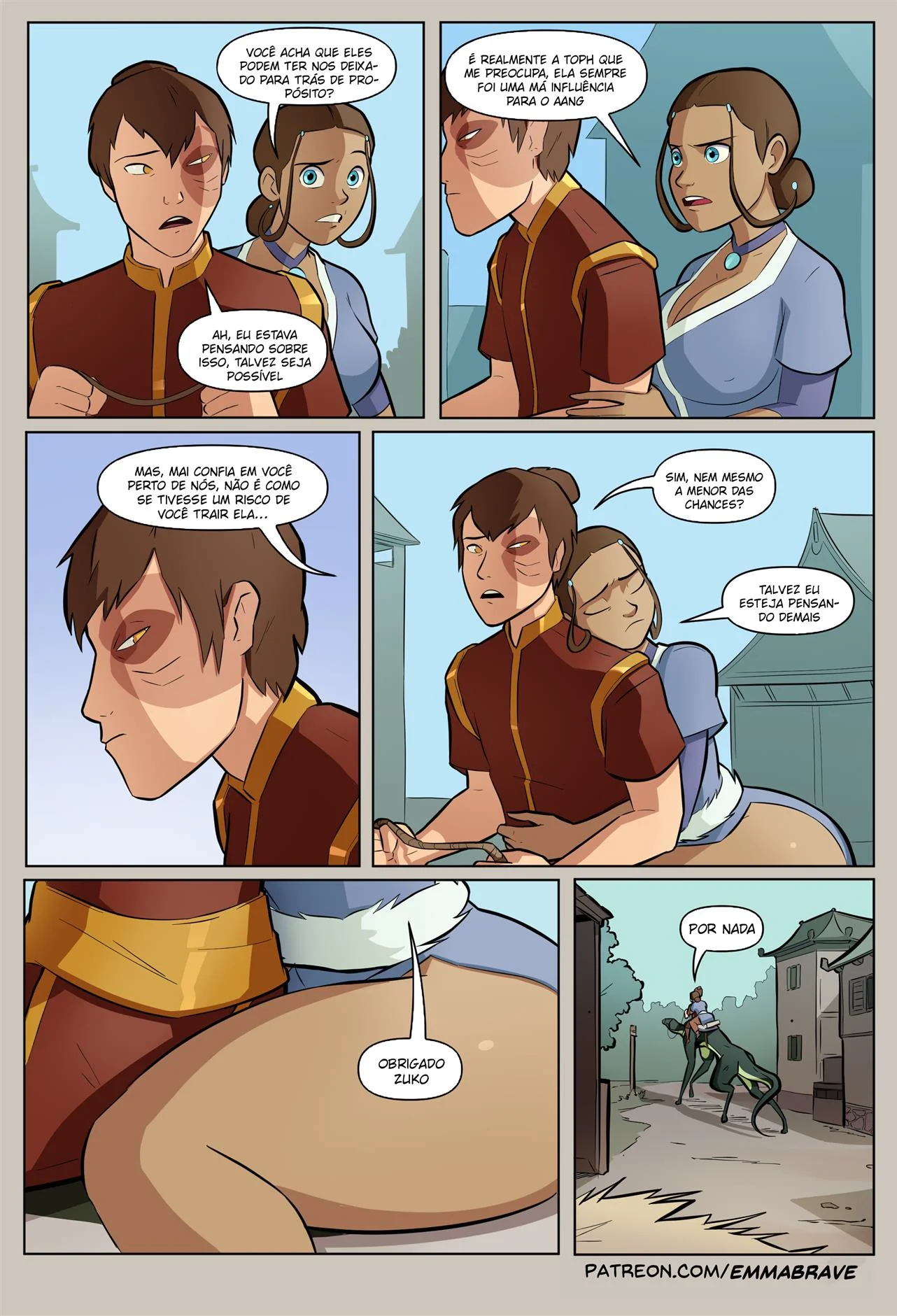 Aang fode Toph enquanto Zukko se excita com os peitões de Katara – Hentai HQ Brasil