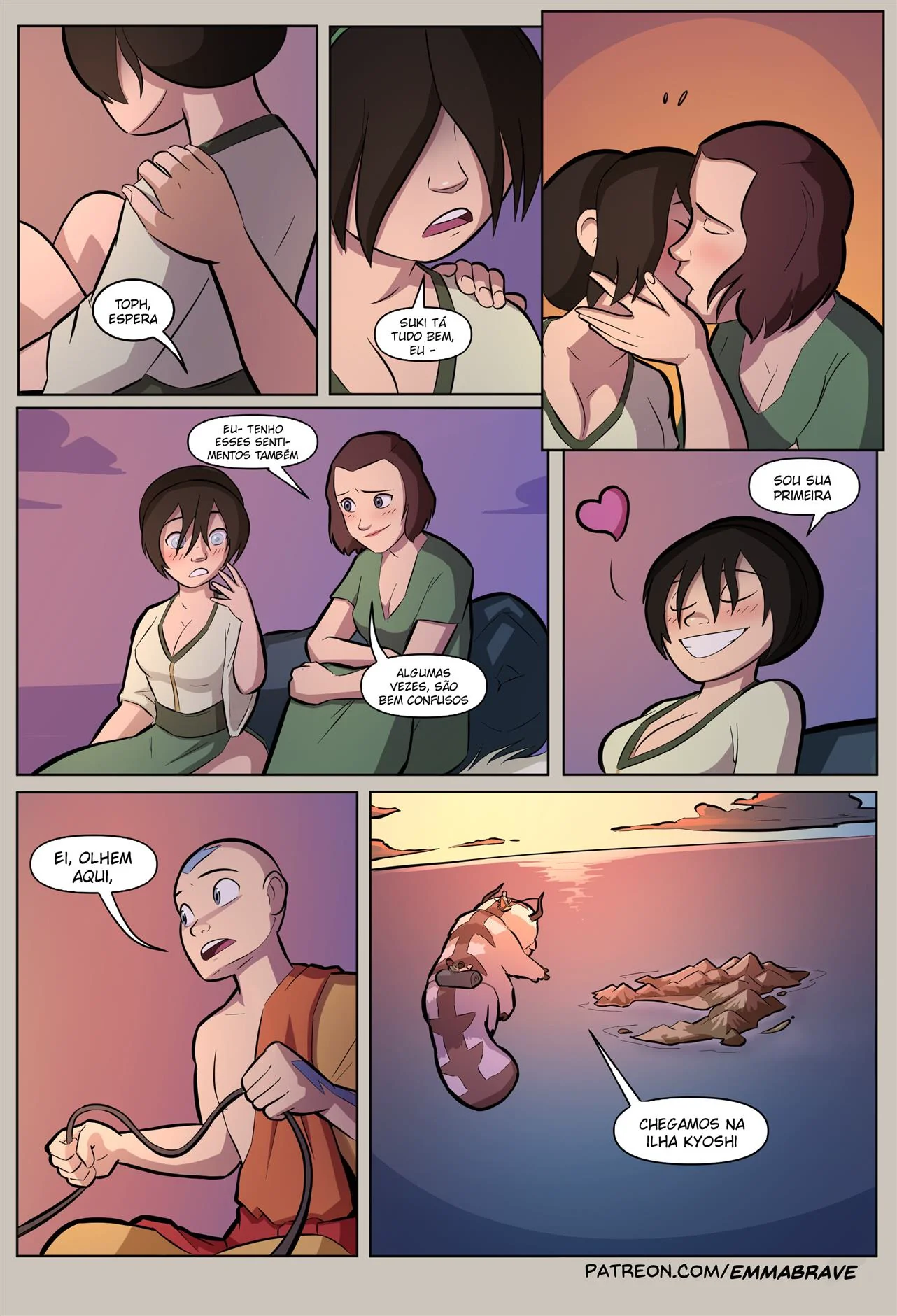 Aang fode Toph enquanto Zukko se excita com os peitões de Katara – Hentai HQ Brasil