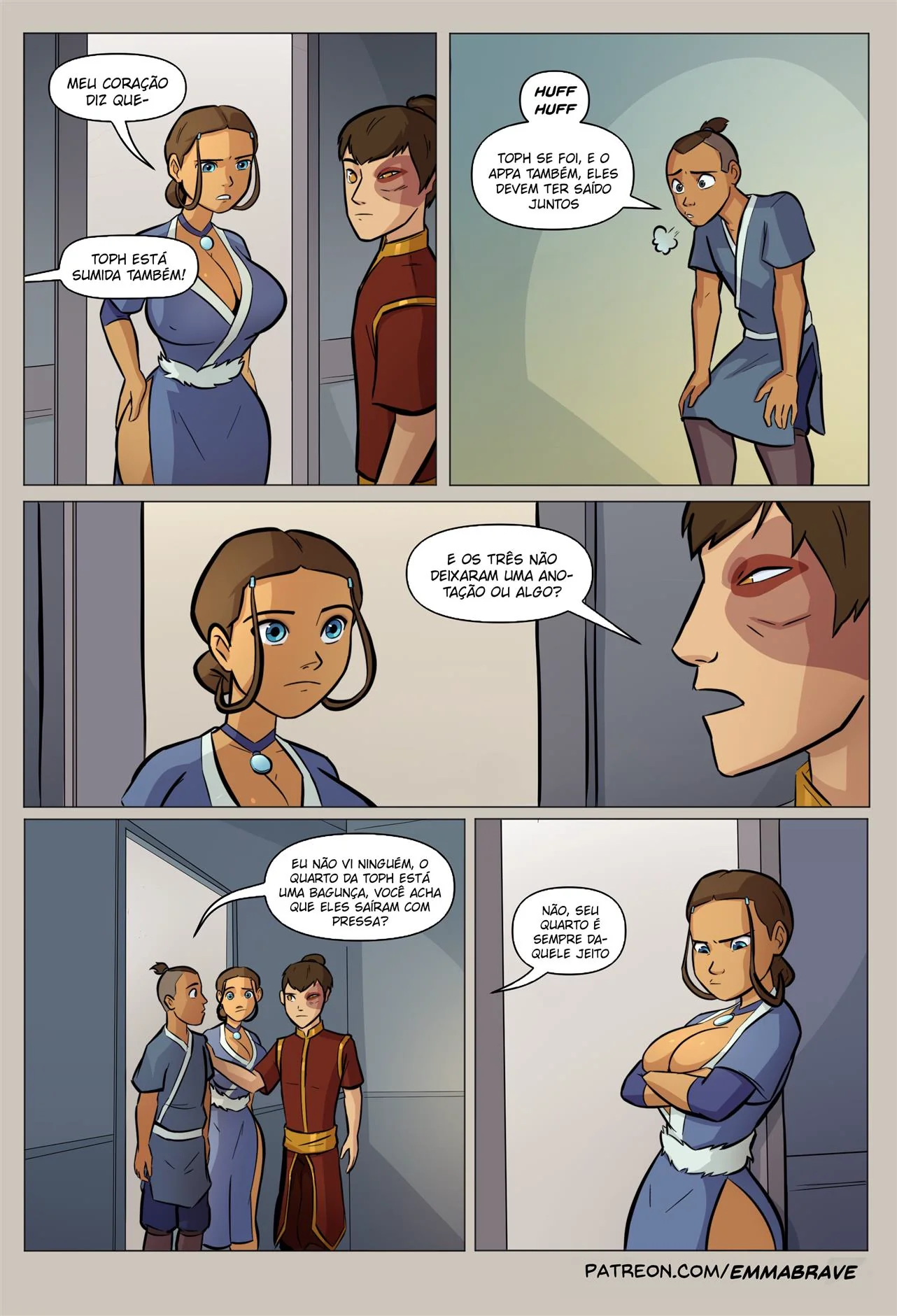 Aang fode Toph enquanto Zukko se excita com os peitões de Katara – Hentai HQ Brasil