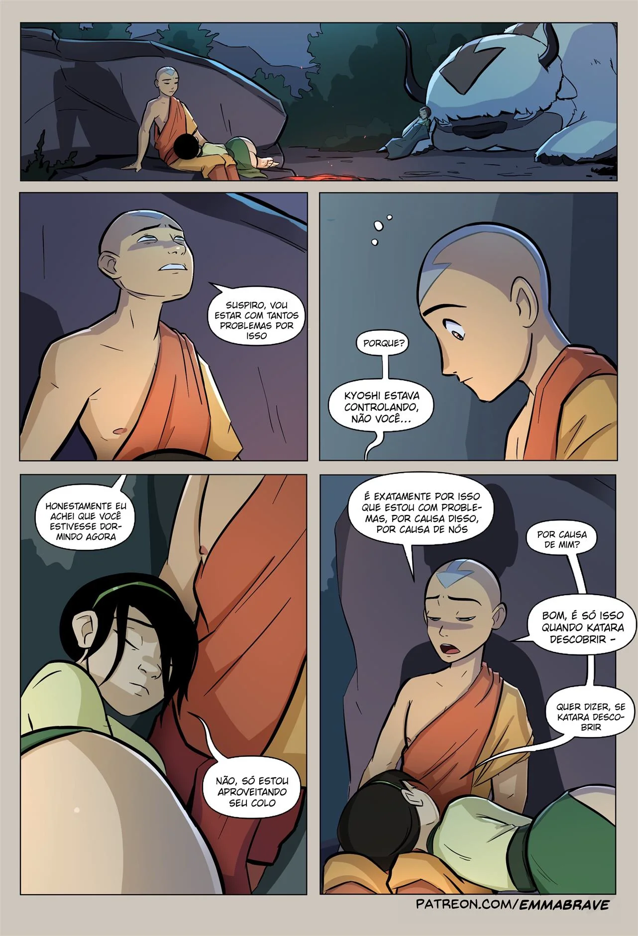 Aang fode Toph enquanto Zukko se excita com os peitões de Katara – Hentai HQ Brasil