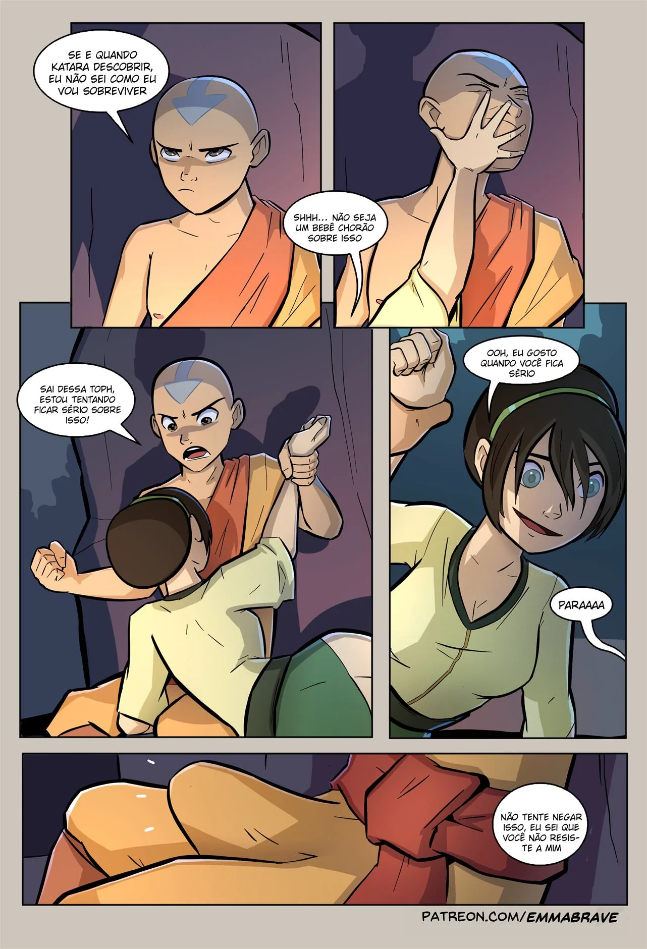 Aang fode Toph enquanto Zukko se excita com os peitões de Katara – Hentai HQ Brasil