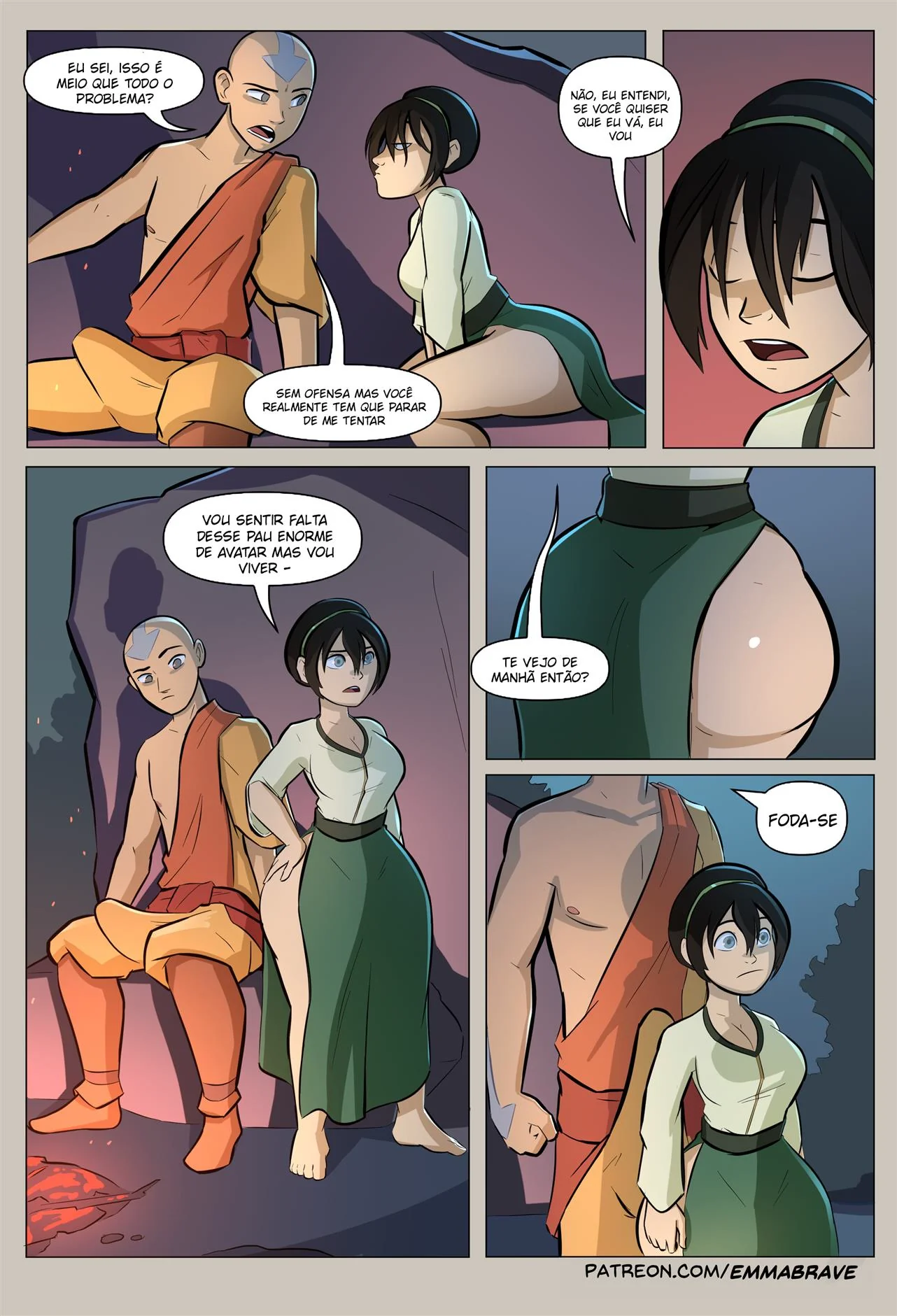 Aang fode Toph enquanto Zukko se excita com os peitões de Katara – Hentai HQ Brasil