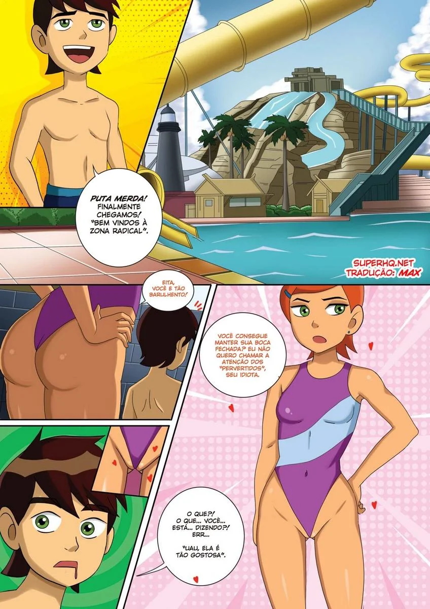 Provocando o tarado no parque aquático – Gwen com Ben em Hentai HQ Brasileiro