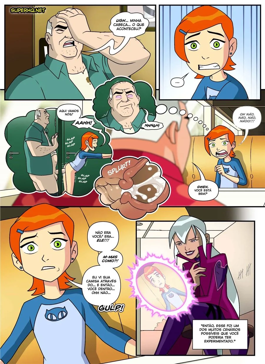 Ben 10 Hentai: Gwen Chupando Rola na Parede em HQ Brasileiro