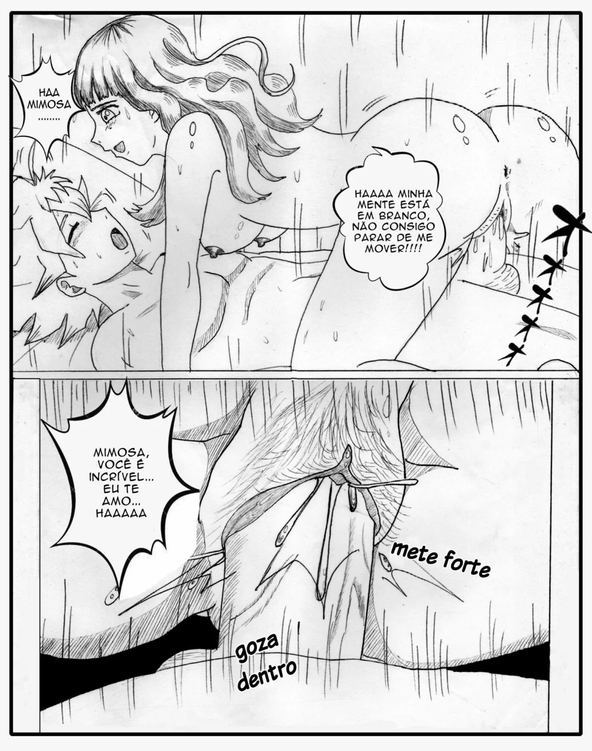 Asta vai enfiar sua piroca na buceta da piranha peituda Mimosa em Black Clover em HQ Brasileiro