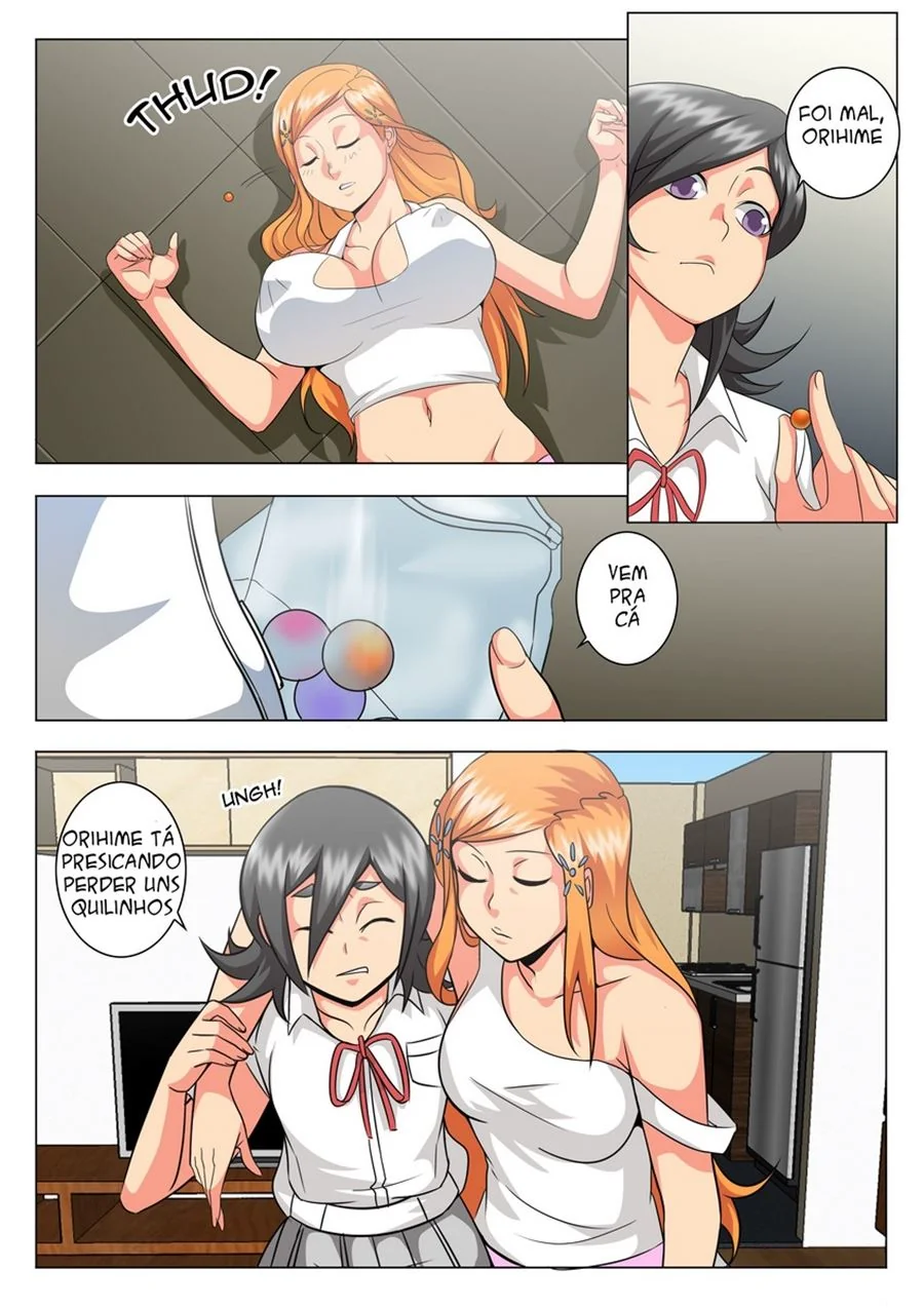 Kon metendo a pica em Orihime e Ichigo no Bleach – Hentai HQ