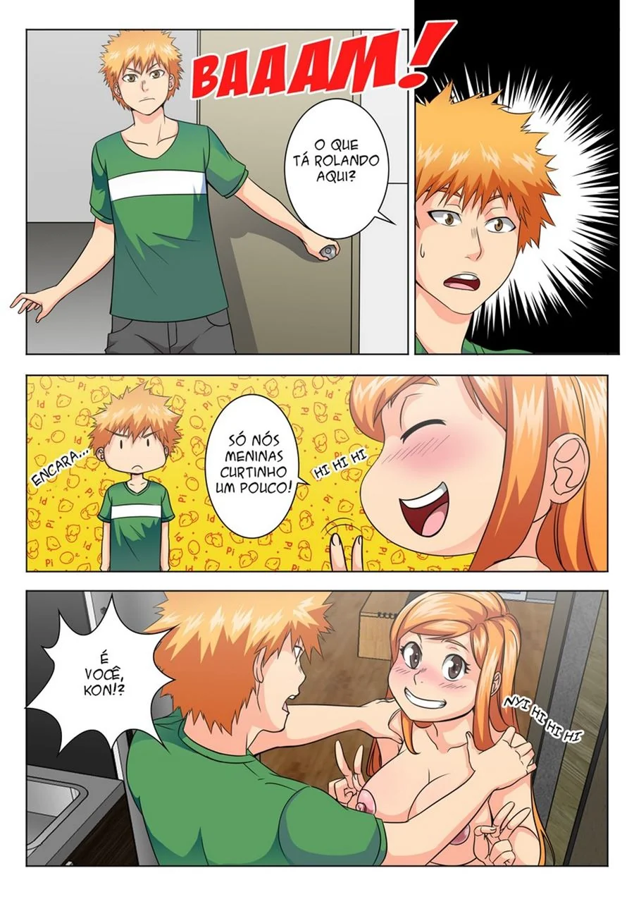 Kon metendo a pica em Orihime e Ichigo no Bleach – Hentai HQ