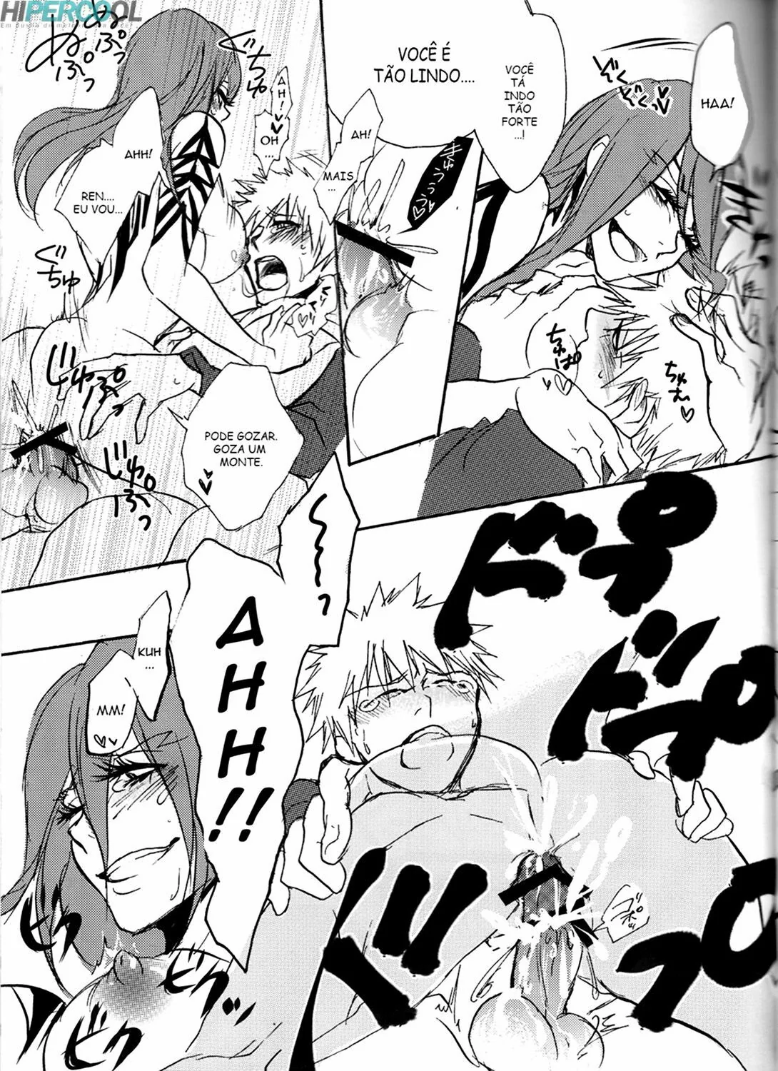 Ichigo Kurosaki metendo a rola na buceta apertada de Renji Abarai em Bleach Porno” em Hentai HQ