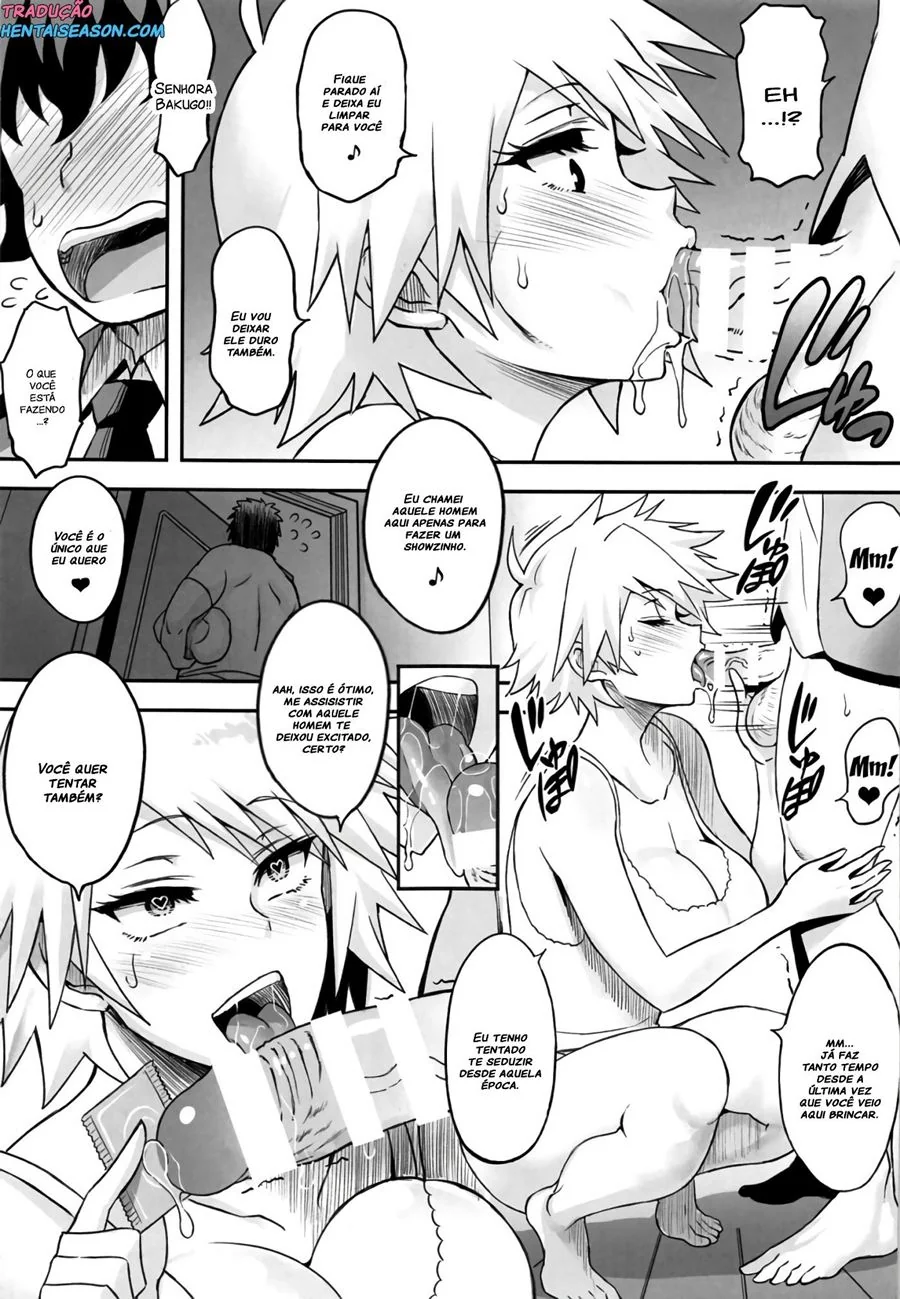 Boku No Hero Hentai: Bakugou a Mamãe Violenta – Izuki flagra a gostosa da Sra. Bakugou em ação em HQ Brasileiro