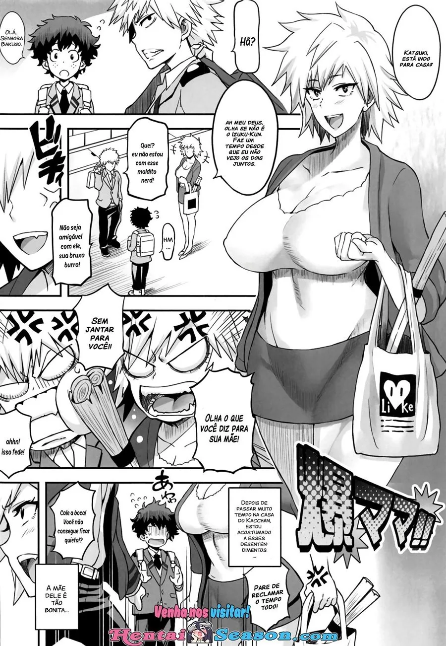 Boku No Hero Hentai: Bakugou a Mamãe Violenta – Izuki flagra a gostosa da Sra. Bakugou em ação em HQ Brasileiro