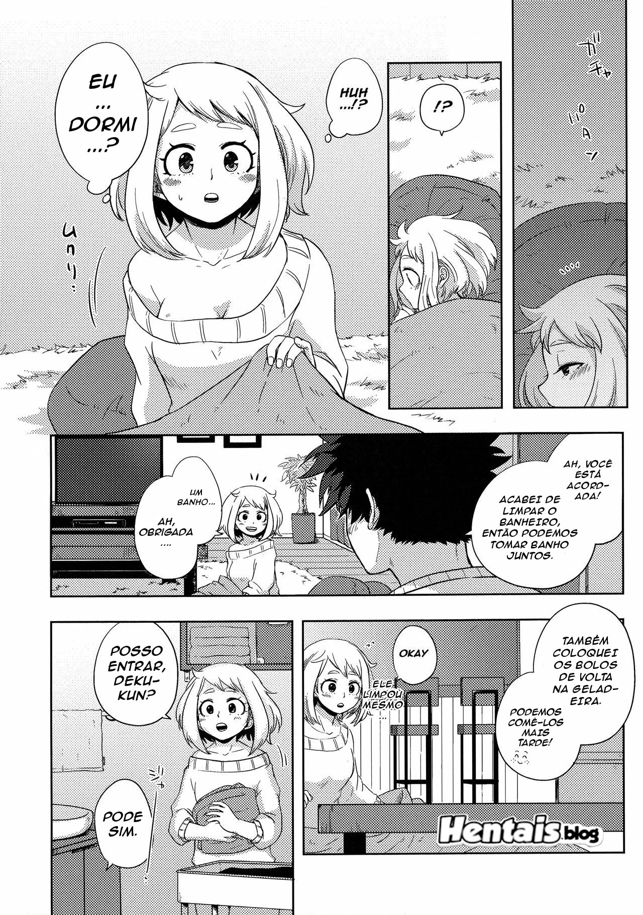 Boku no Hero Academia: Ochako Uraraka dando a buceta para Izuku Midoriya em Hentai HQ Brasileiro