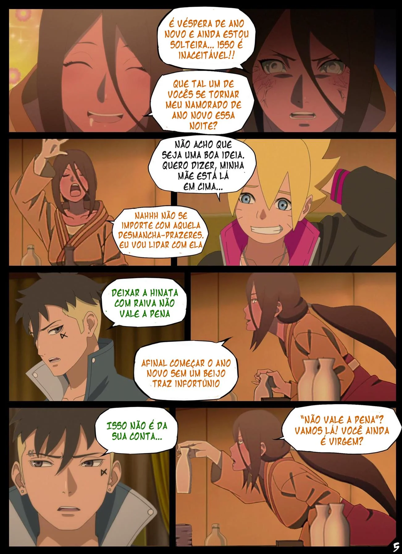 Himawari se revela uma piranha safada na festa de ano novo das Hyugas em Boruto Hentai HQ Brasileiro