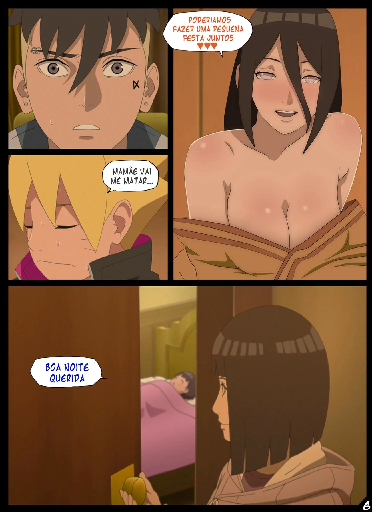 Himawari se revela uma piranha safada na festa de ano novo das Hyugas em Boruto Hentai HQ Brasileiro