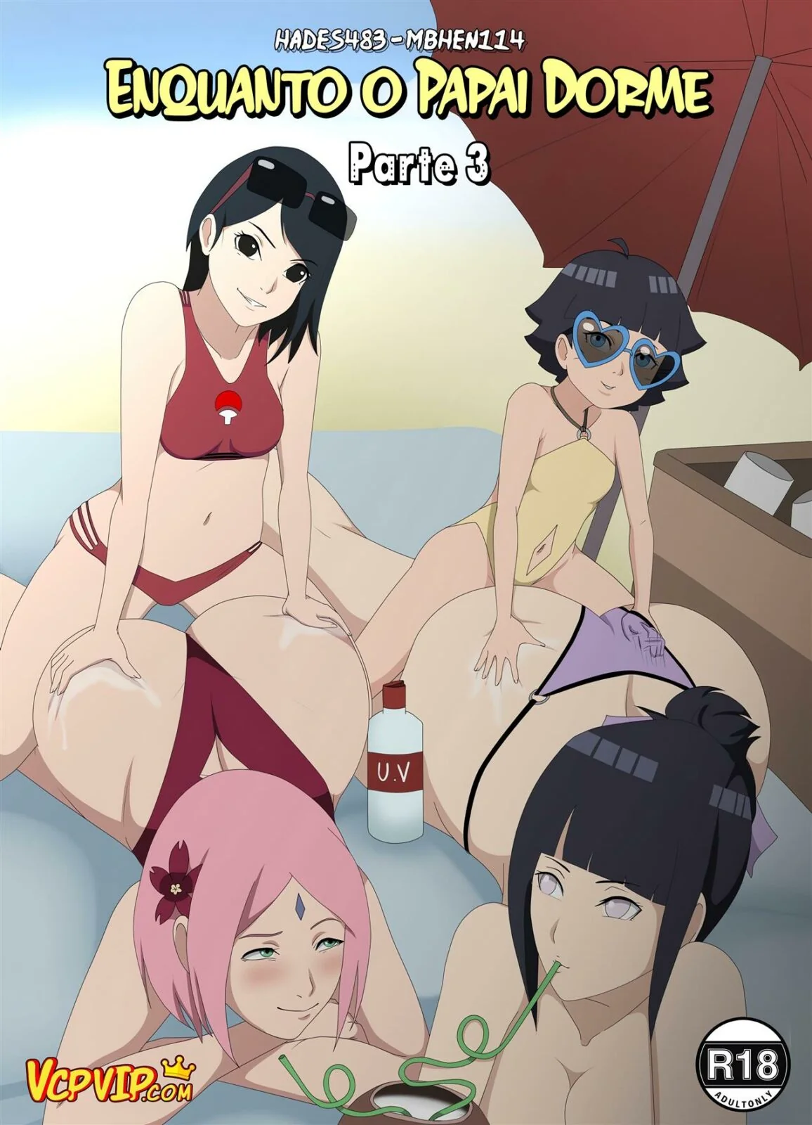 Mãe Hinata ensina Himawari a satisfazer seus desejos em hentai HQ brasileiro