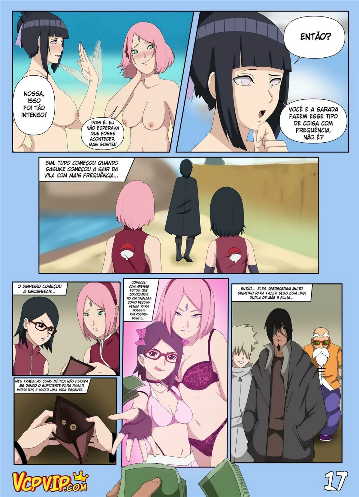 Mãe Hinata ensina Himawari a satisfazer seus desejos em hentai HQ brasileiro