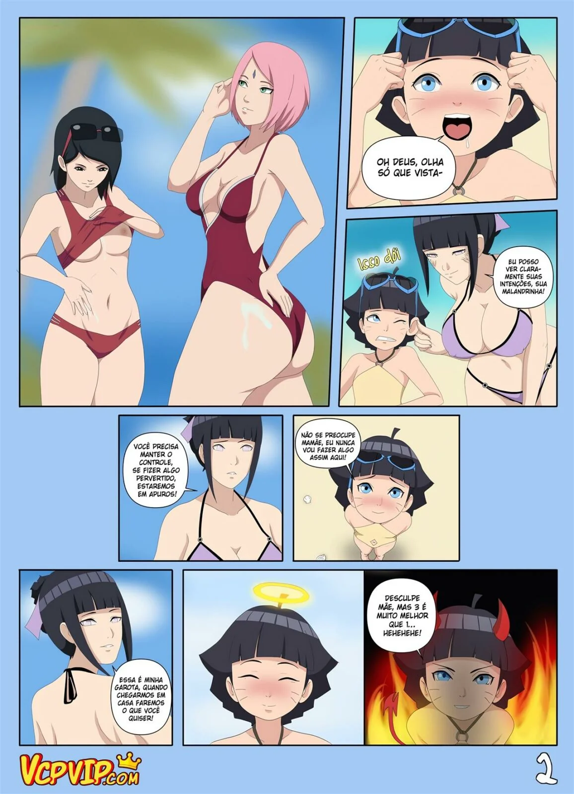 Mãe Hinata ensina Himawari a satisfazer seus desejos em hentai HQ brasileiro