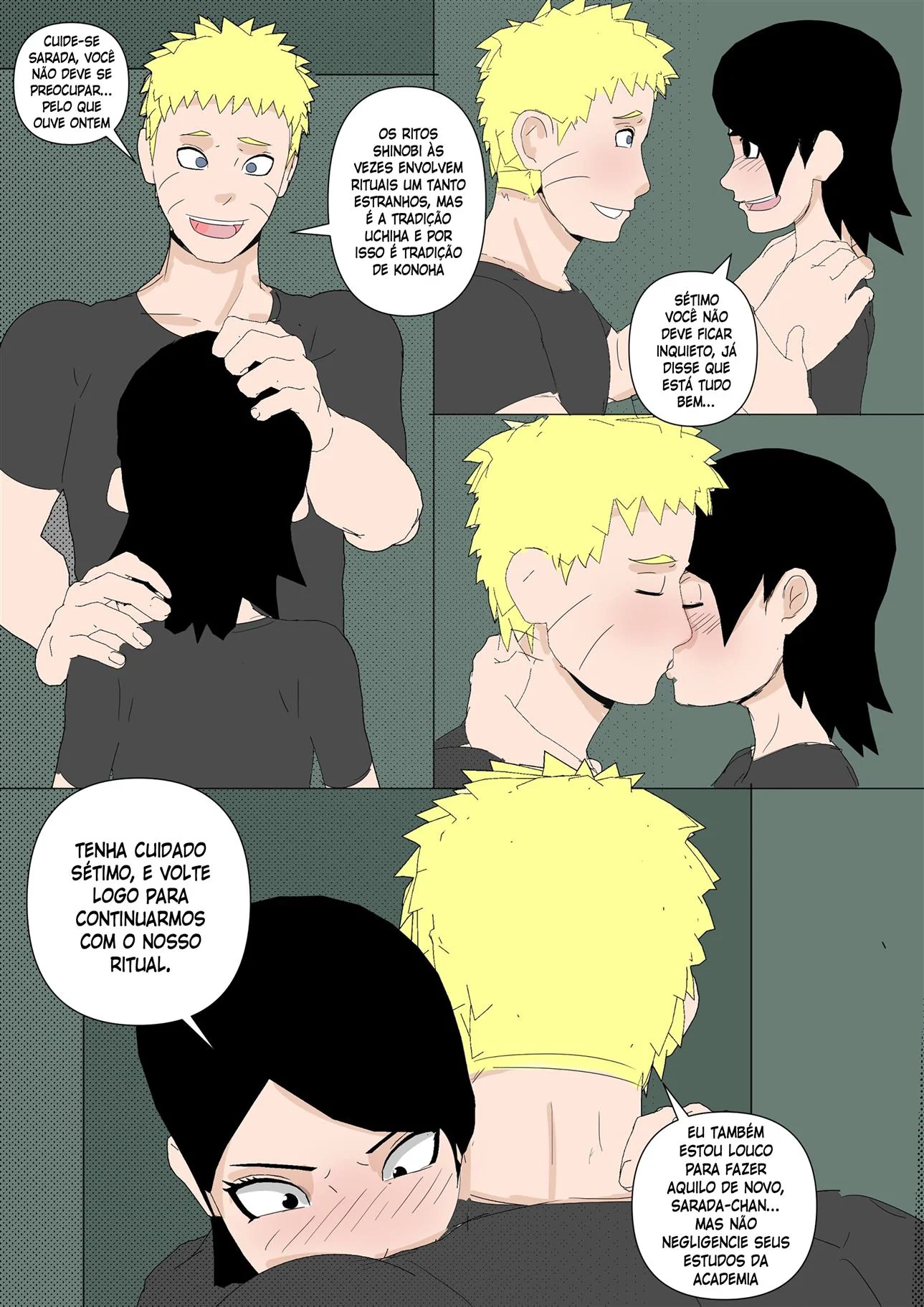Sarada em busca do Mangekyo Sharingan: Piranha fazendo atos obscenos em HQ Hentai HQ Brasileiro
