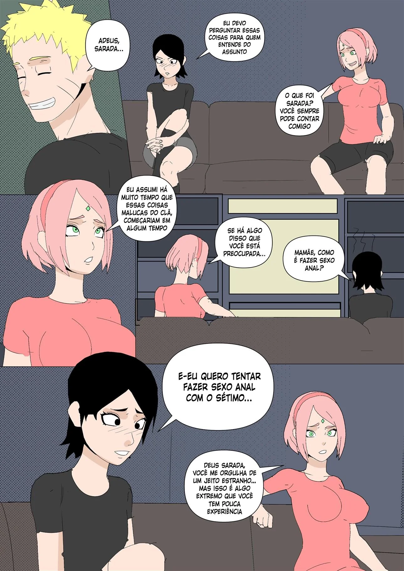 Sarada em busca do Mangekyo Sharingan: Piranha fazendo atos obscenos em HQ Hentai HQ Brasileiro