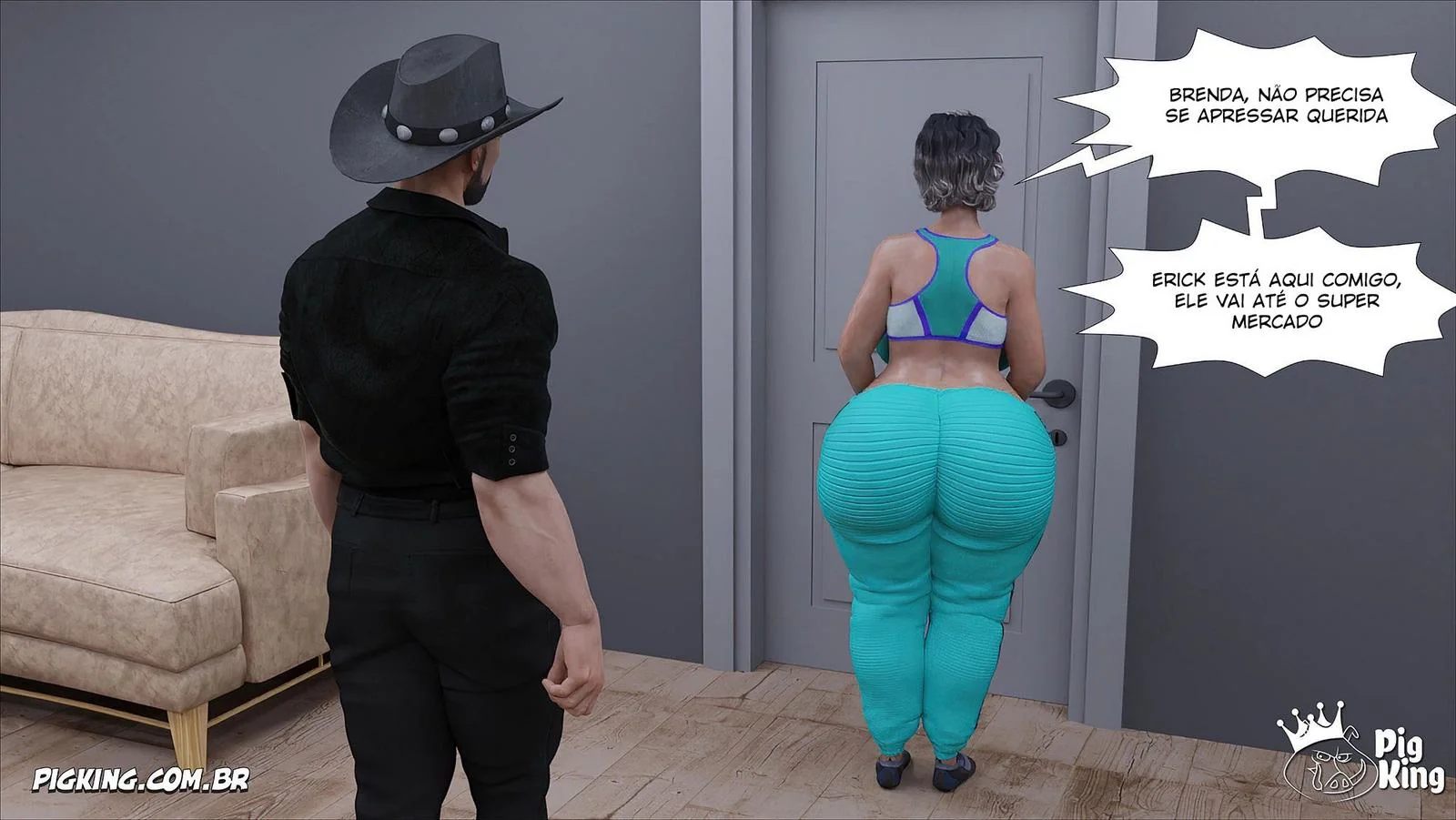Clarice: A Piranha da Brenda trepando com Bruce enquanto o noivo dela chega de surpresa” em Hentai HQ