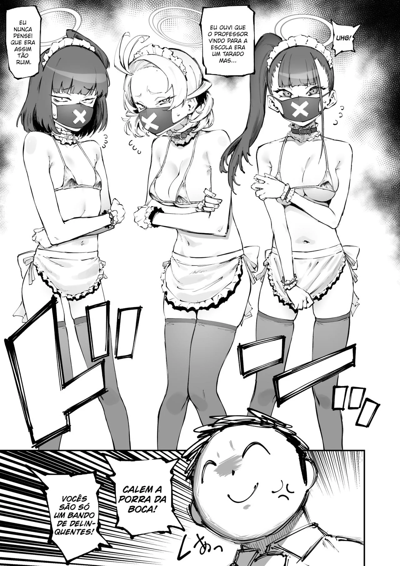 Professor Pirocudo e suas Alunas Piranhas: Disciplina na Escola em Manga HQ