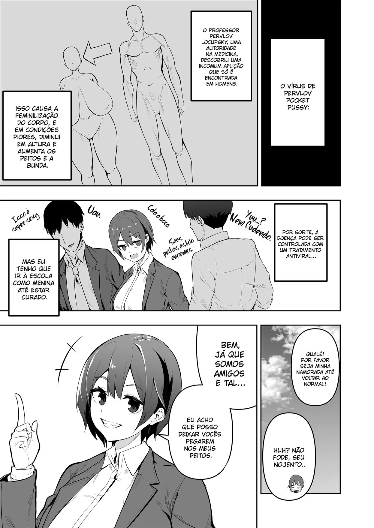 Vírus Transformador: A Piranha dos Amigos – Gender Bender Hentai HQ Brasileiro
