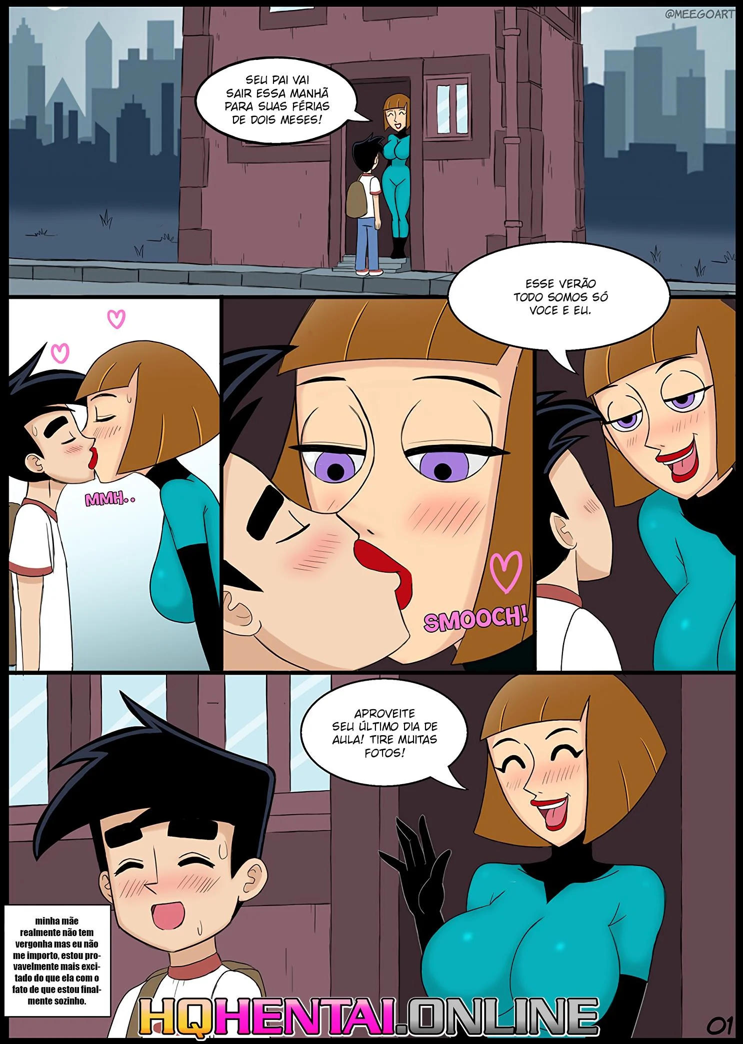 Danny não consegue parar de foder sua mãe piranha em hentai HQ brasileiro