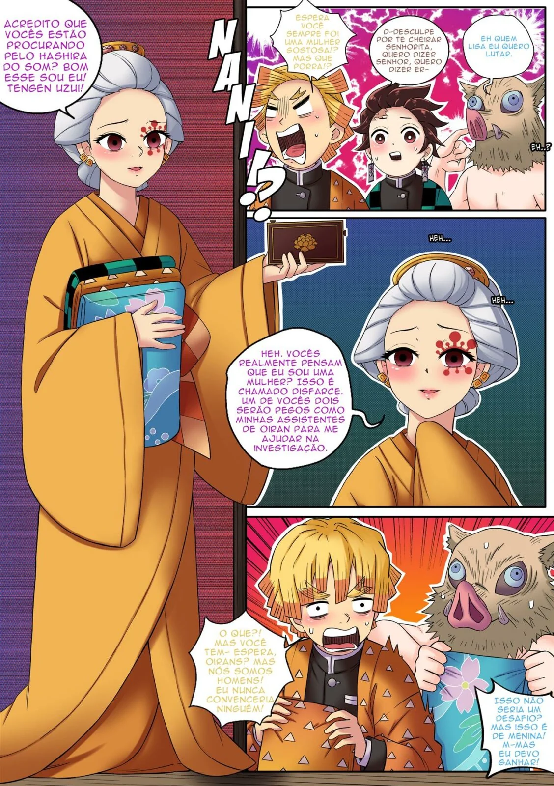 Rola no Distrito da Luz Vermelha: Daki transforma Uzui em futanari no Hentai HQ de Demon Slayer