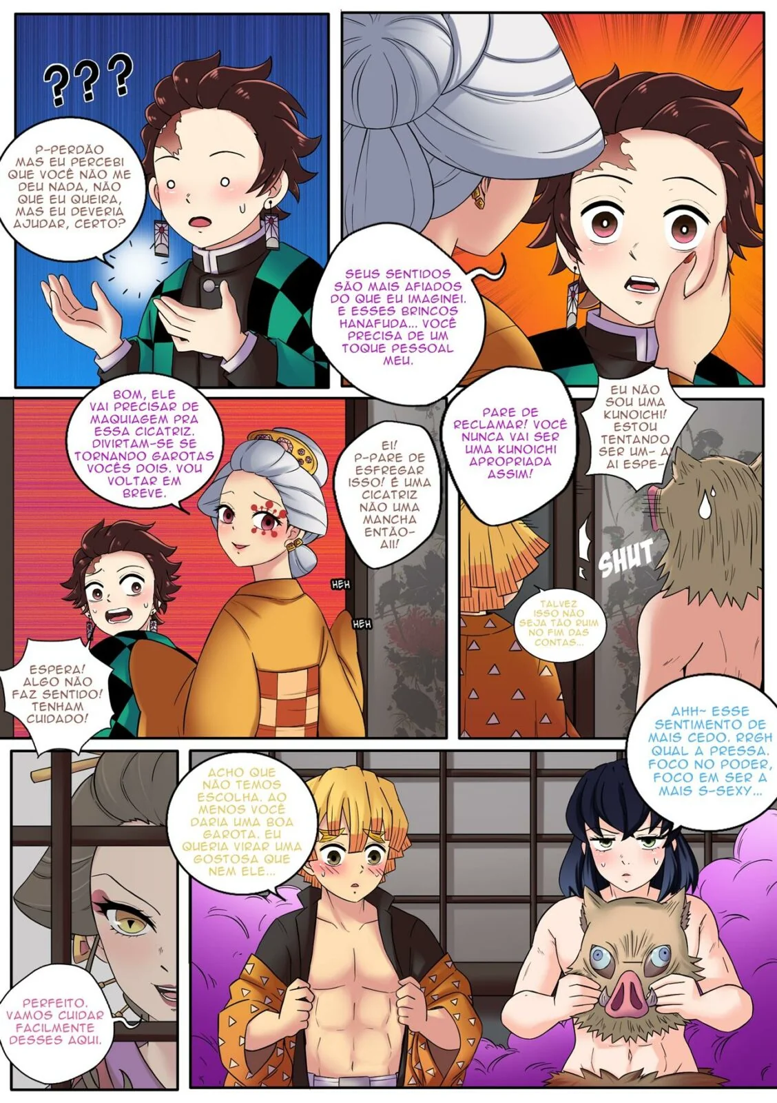 Rola no Distrito da Luz Vermelha: Daki transforma Uzui em futanari no Hentai HQ de Demon Slayer